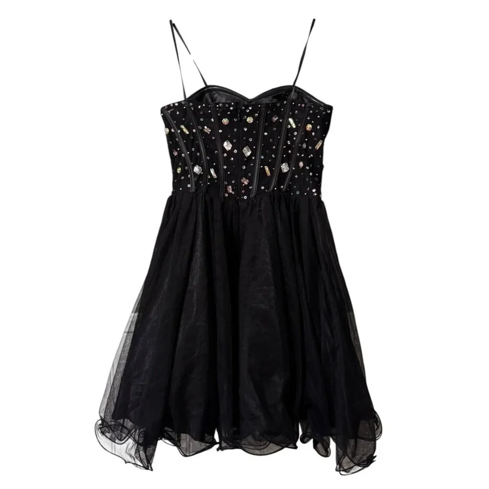 Blondie Nites By Stacy Sklar‎ Mini Dress Formal Gems Prom Homecoming Polyester
